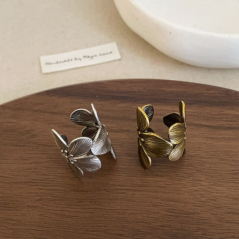 Distressed Floral Petal Band Ring — ring, view 3