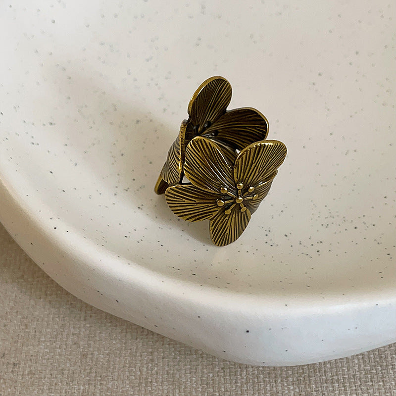 Distressed Floral Petal Band Ring — ring, view 5