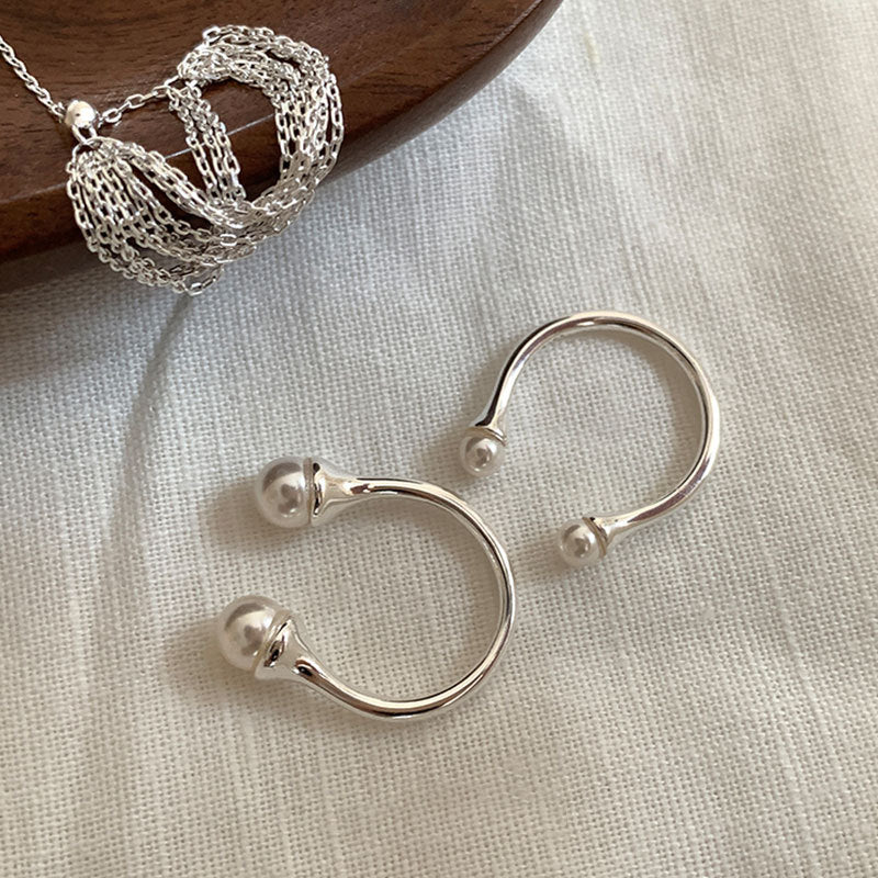 Pearl Chain Statement Ring — silver ring, view 6