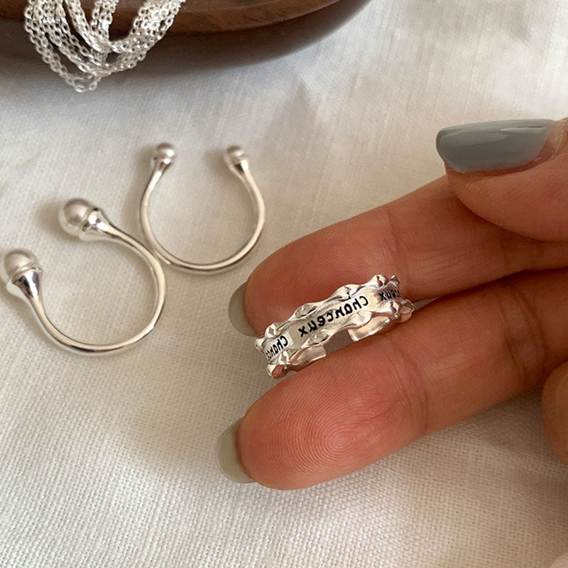 Pearl Chain Statement Ring — silver ring, view 9