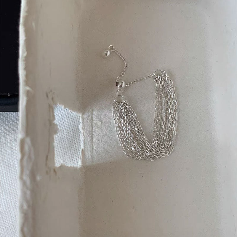 Pearl Chain Statement Ring — silver ring, view 11