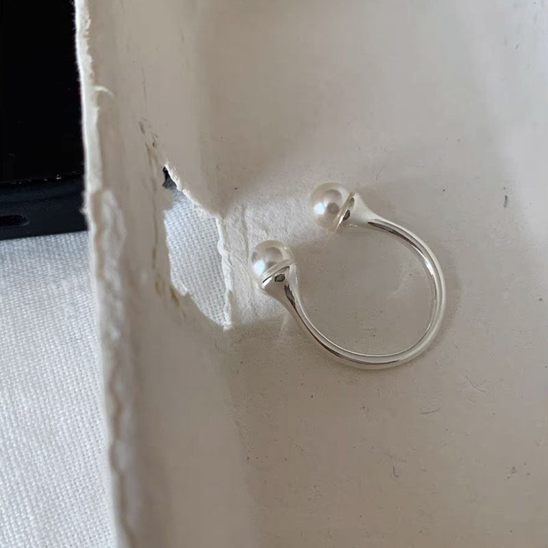 Pearl Chain Statement Ring — silver ring, view 13