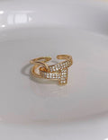 Criss-Cross Cubic Zirconia Ring — gold ring