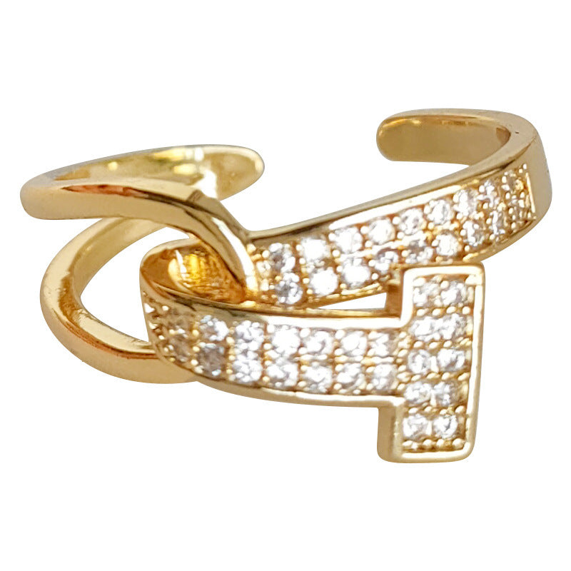Criss-Cross Cubic Zirconia Ring — gold ring, view 2