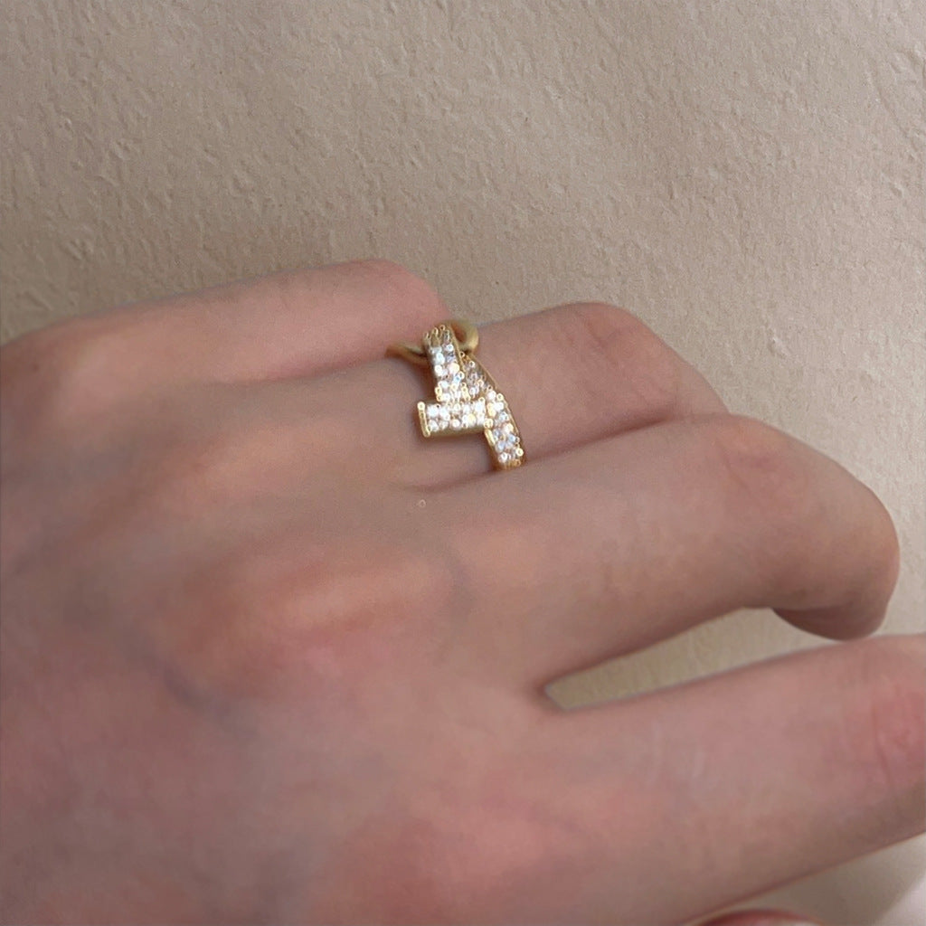 Criss-Cross Cubic Zirconia Ring — gold ring, view 3