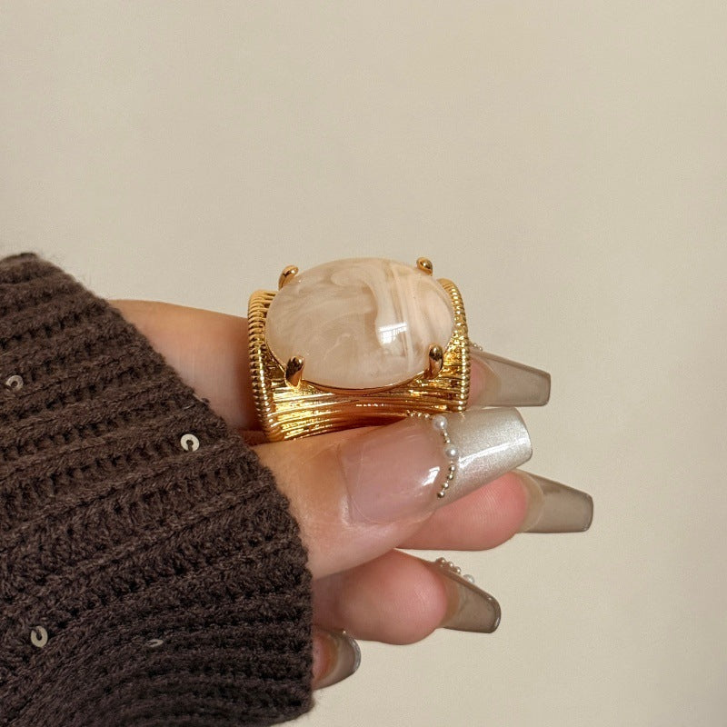 Ribbed Band Natural Stone Ring — ring, view 8