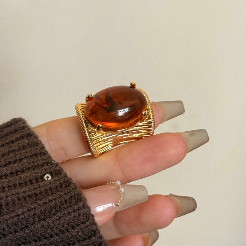 Ribbed Band Natural Stone Ring — ring, view 9