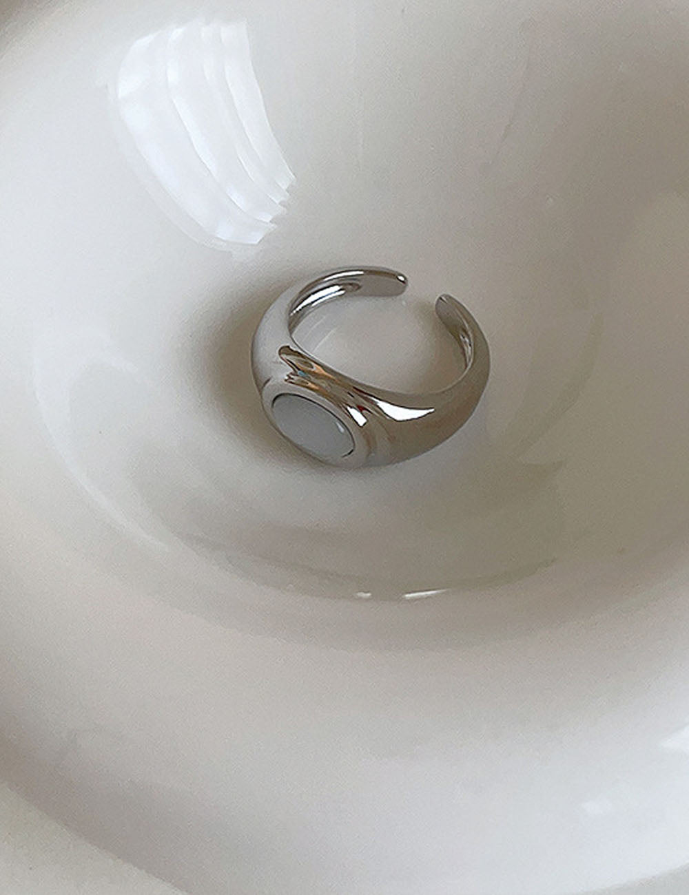 Cat Eye Stone Chunky Ring — silver ring