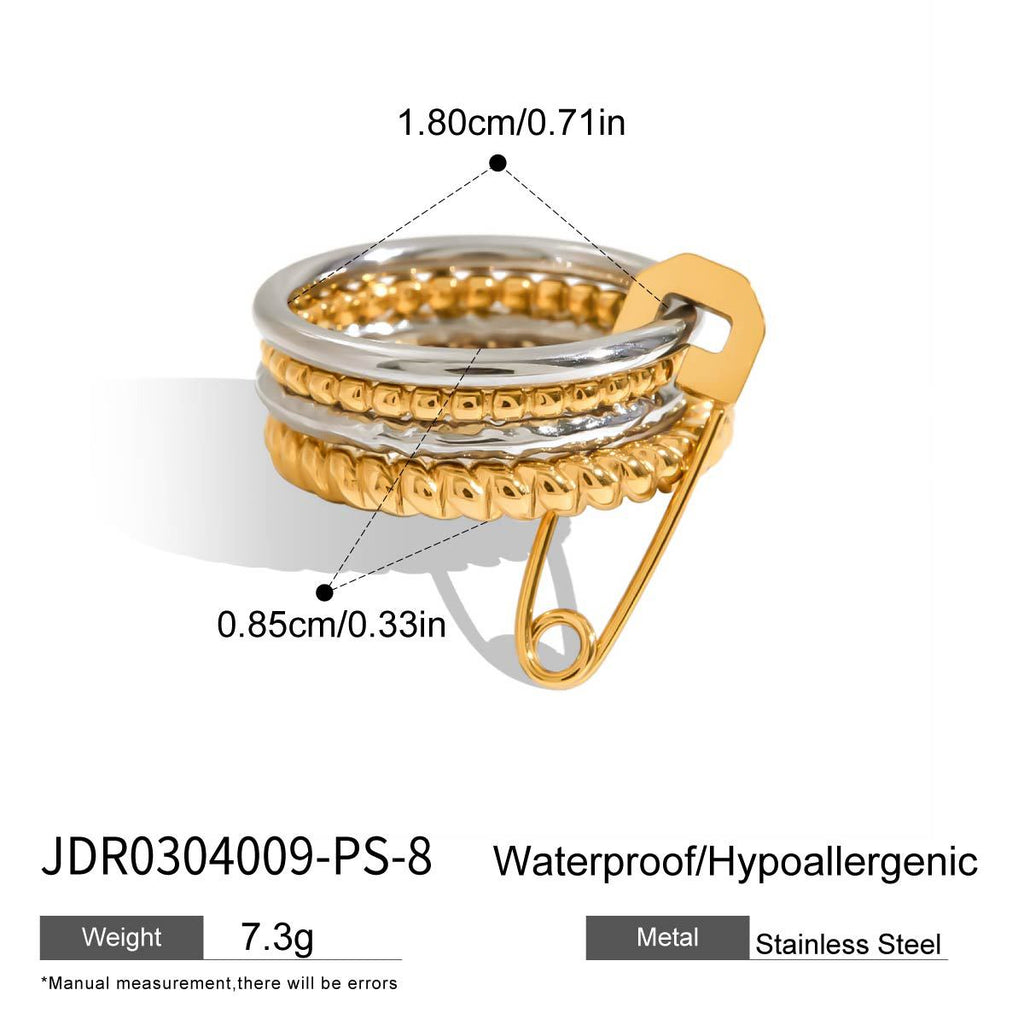 Layered Rhinestone Stack Ring — gold ring, view 11