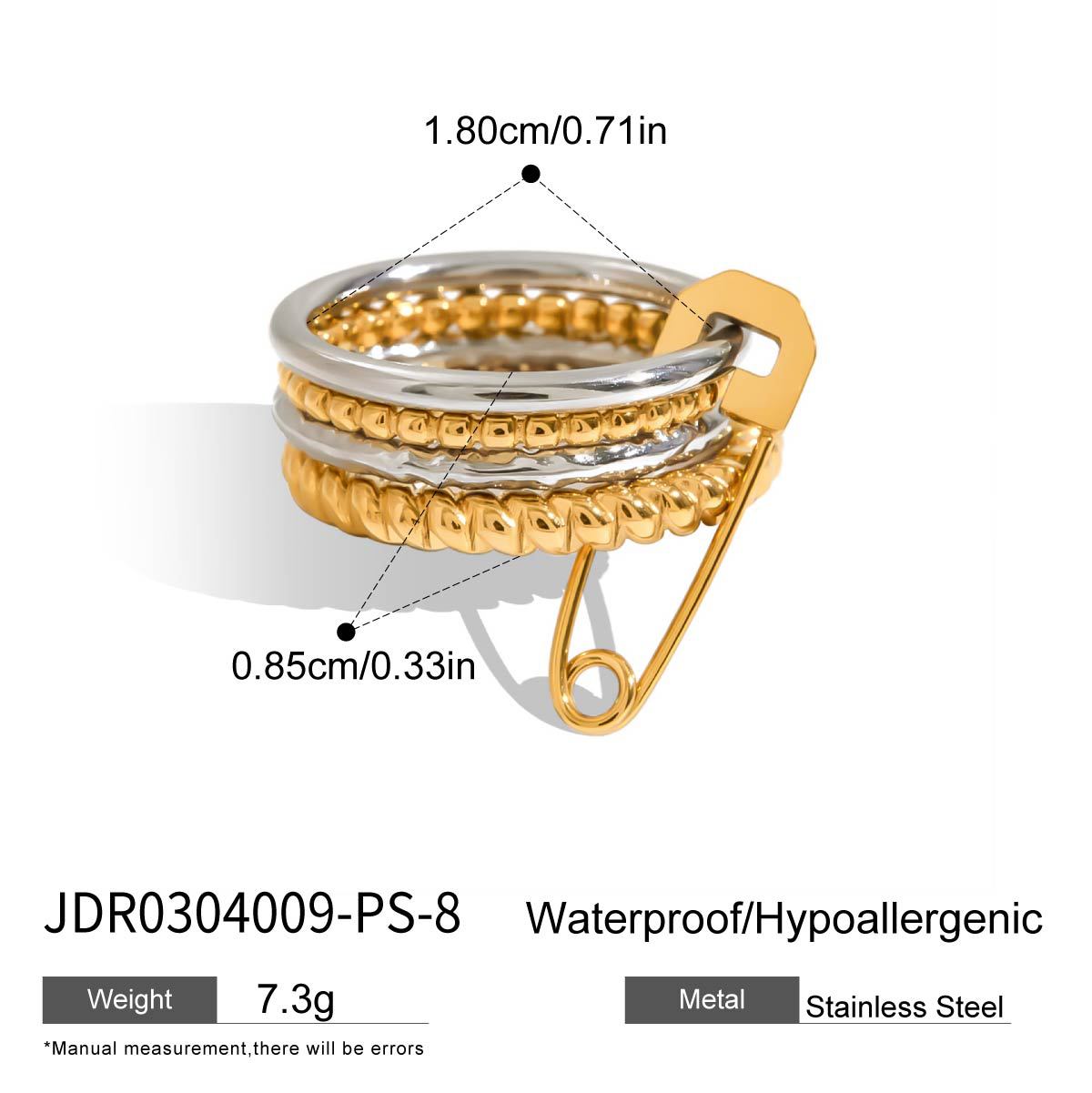 Layered Rhinestone Stack Ring — gold ring, view 11