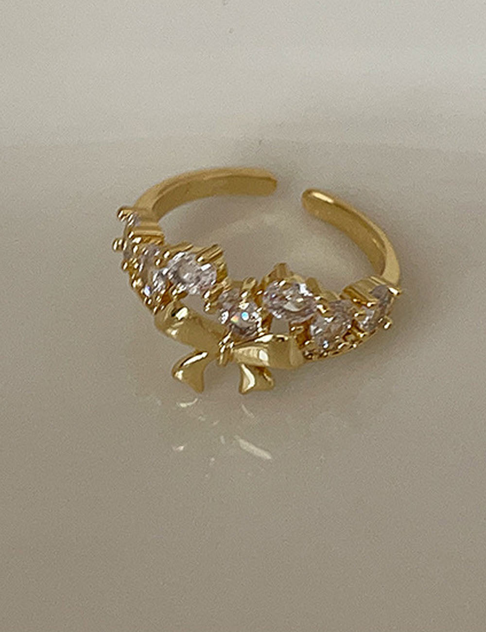 Bow Knot Cubic Zirconia Ring — gold ring