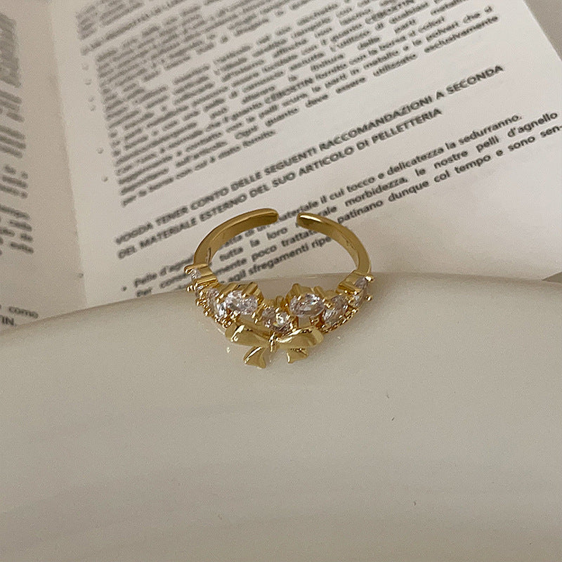 Bow Knot Cubic Zirconia Ring — gold ring, view 5