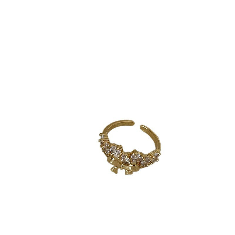 Bow Knot Cubic Zirconia Ring — gold ring, view 6