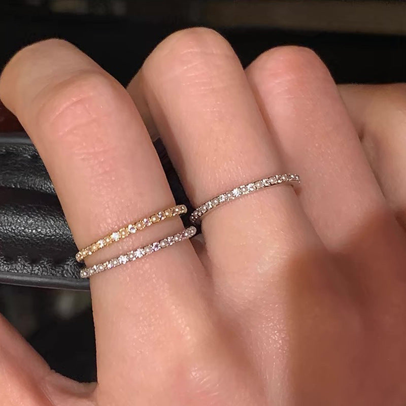 Sparkling Zirconia Thin Finger Ring — ring, view 2