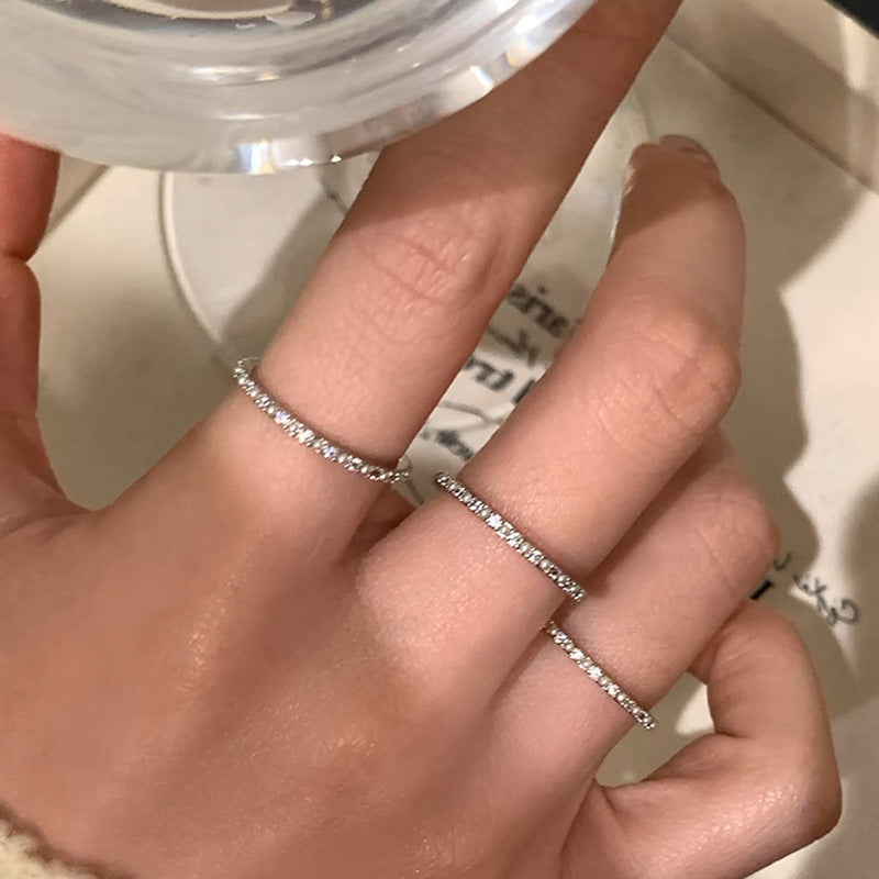 Sparkling Zirconia Thin Finger Ring — ring, view 3