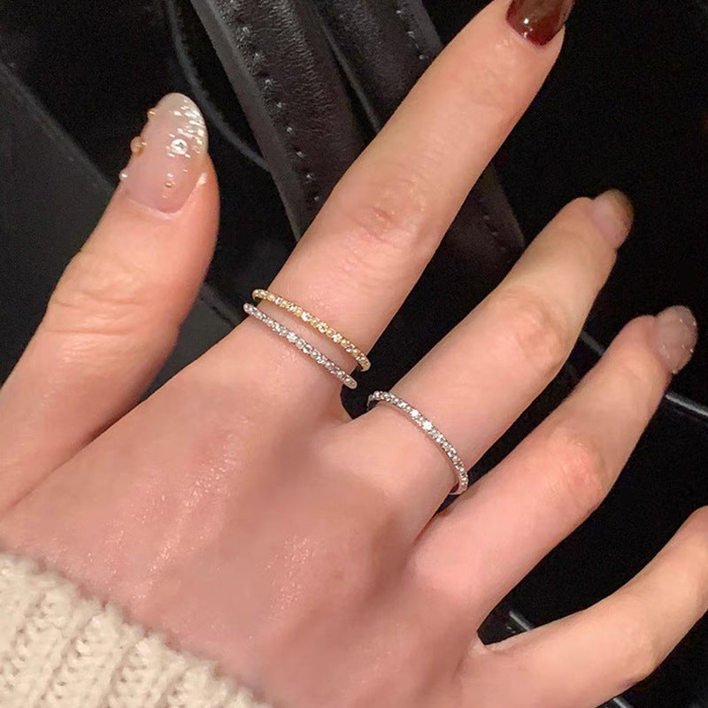 Sparkling Zirconia Thin Finger Ring — ring, view 4