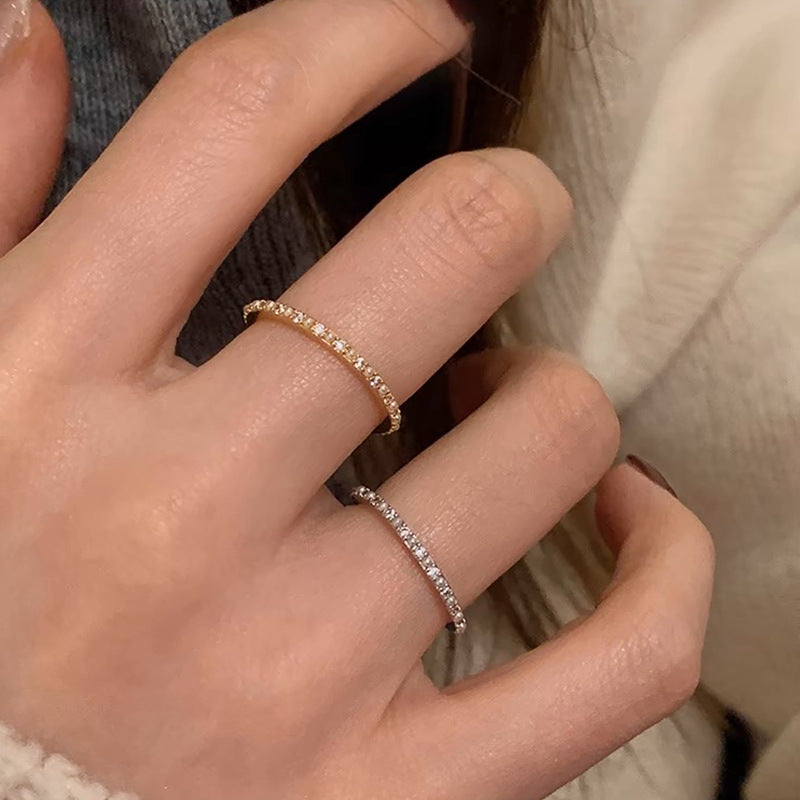 Sparkling Zirconia Thin Finger Ring — ring, view 8