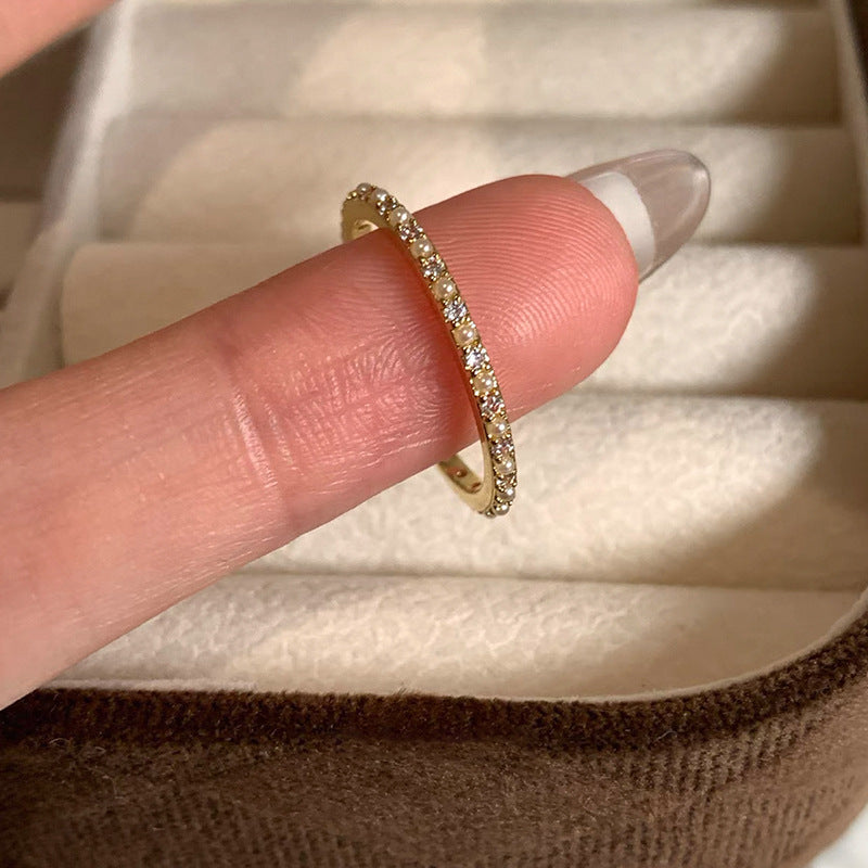 Sparkling Zirconia Thin Finger Ring — ring, view 9