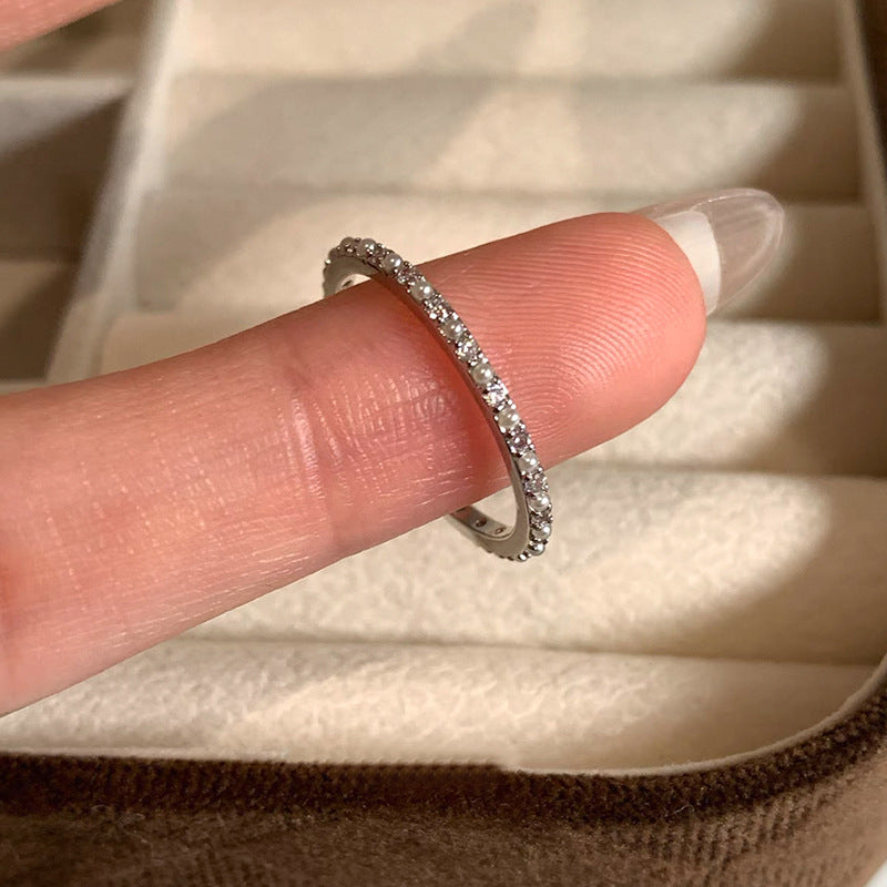 Sparkling Zirconia Thin Finger Ring — ring, view 10