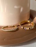 Enamel Pearl Accent Open Ring — ring