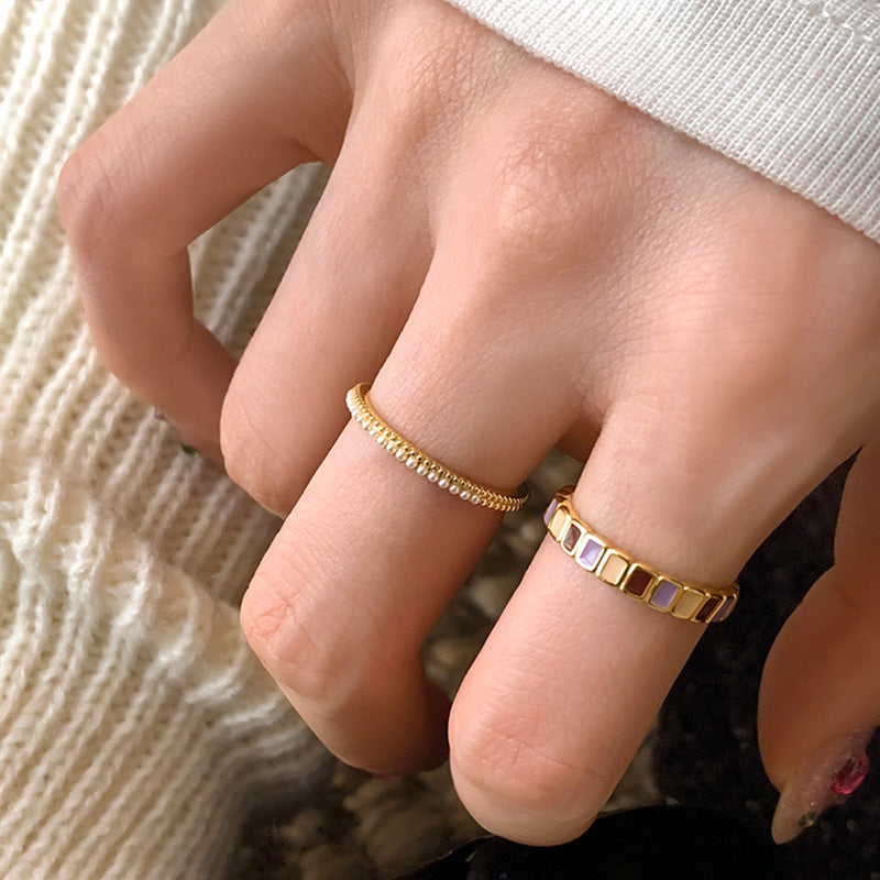 Enamel Pearl Accent Open Ring — ring, view 3
