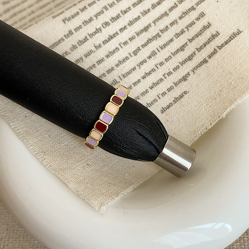 Enamel Pearl Accent Open Ring — ring, view 6