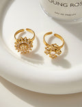 Rotatable Sunflower Zircon Ring — gold ring