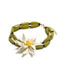 Chunky Flower Beaded Choker — green necklace