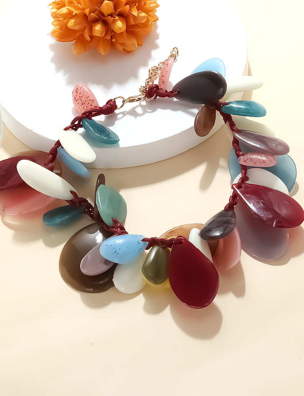 Chunky Multi-Color Resin Necklace — necklace, view 2