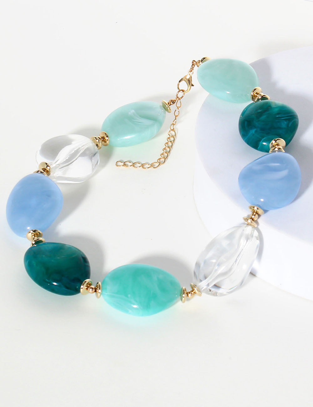 Chunky Bead Choker Necklace — blue necklace