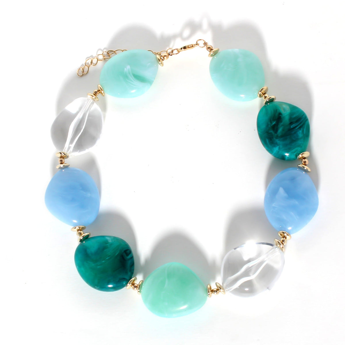 Chunky Bead Choker Necklace — blue necklace, view 4