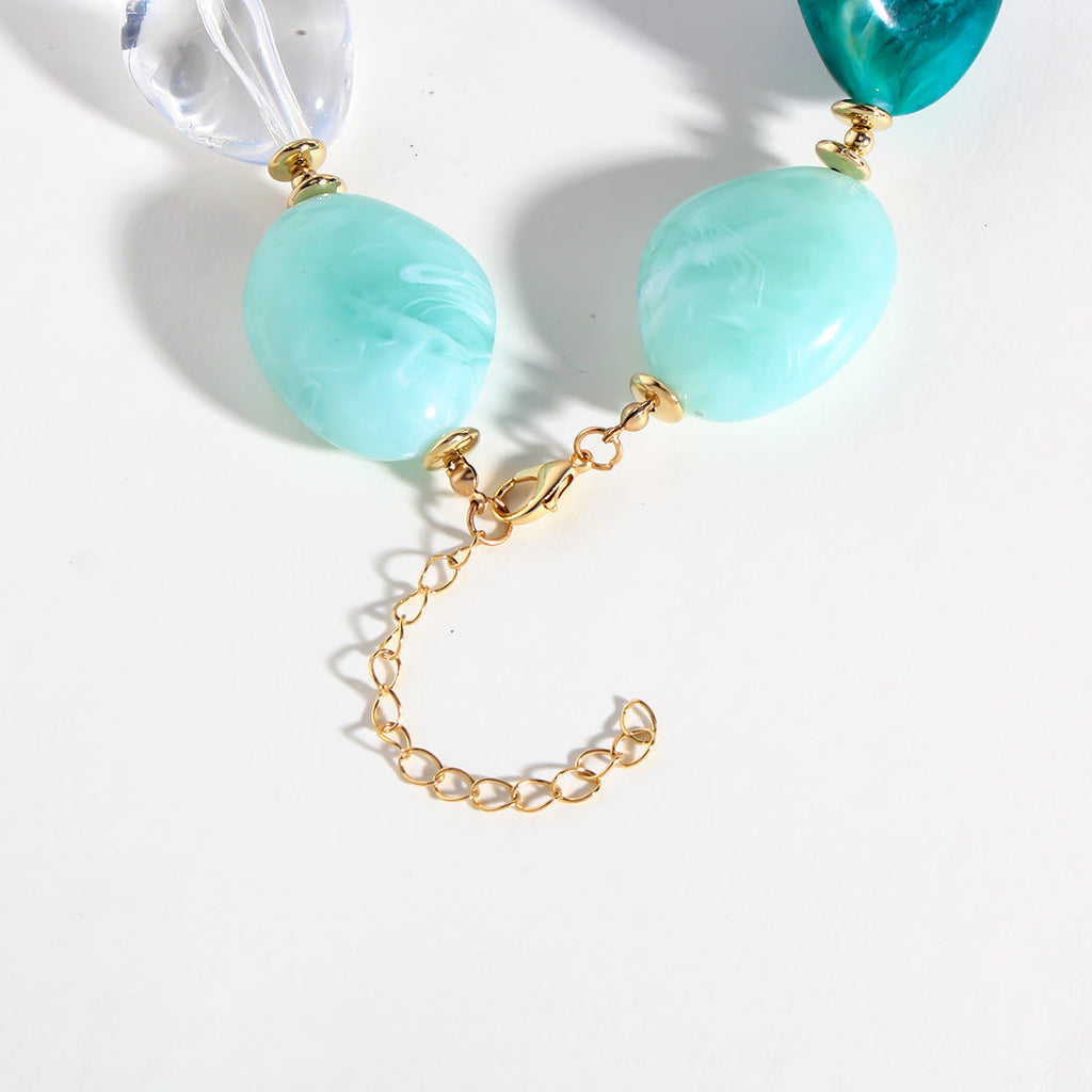 Chunky Bead Choker Necklace — blue necklace, view 8