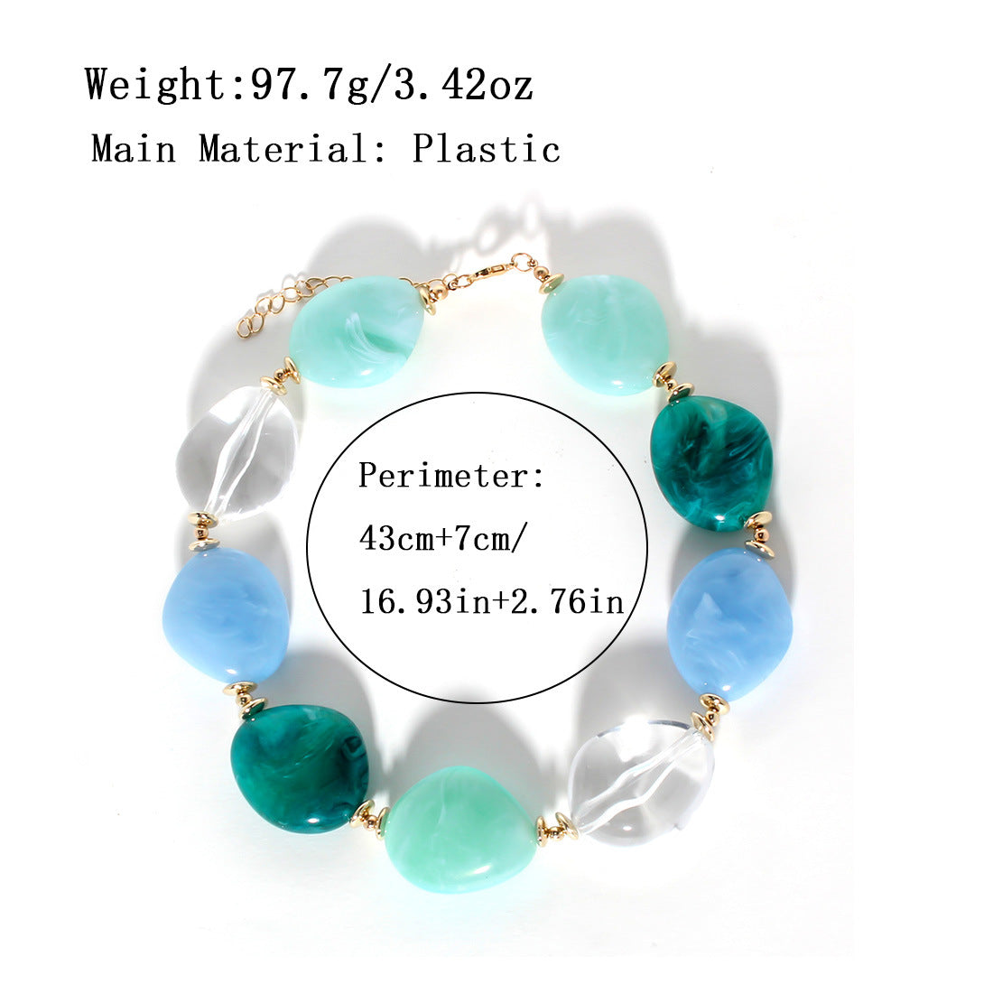 Chunky Bead Choker Necklace — blue necklace, view 10