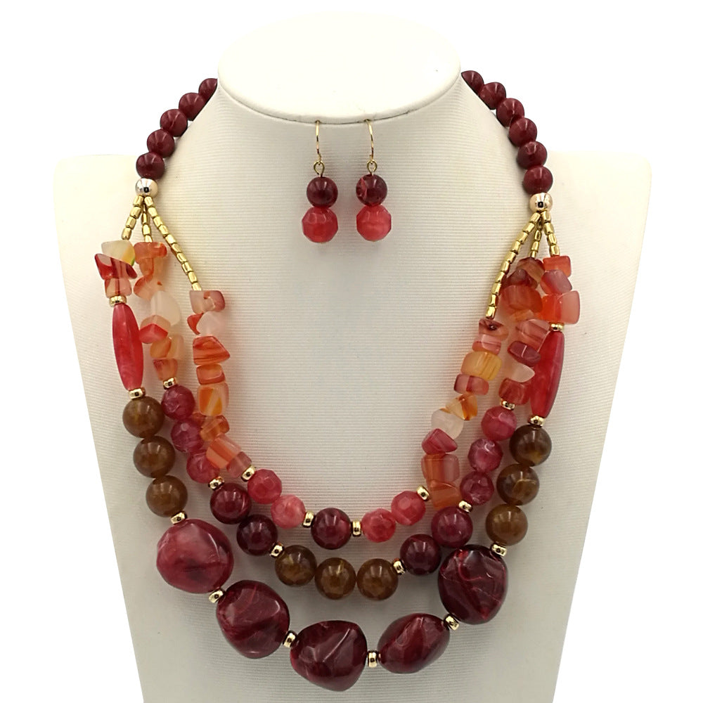 Multi-Layer Beaded Resin Necklace — necklace, view 2