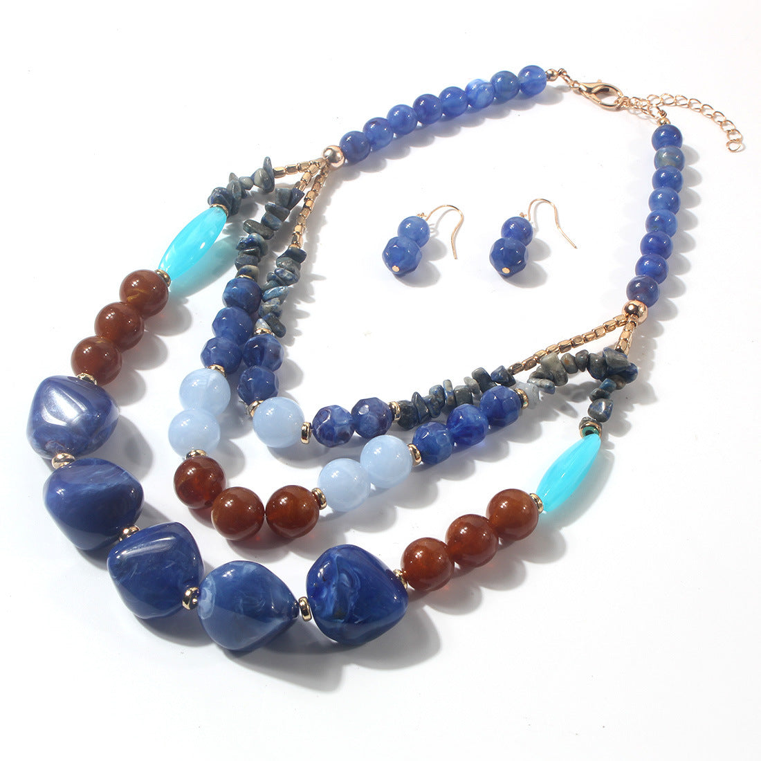 Multi-Layer Beaded Resin Necklace — necklace, view 4