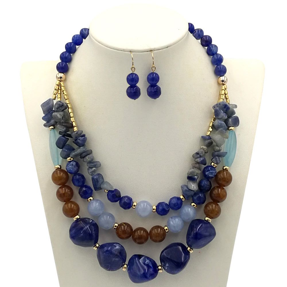 Multi-Layer Beaded Resin Necklace — necklace, view 5