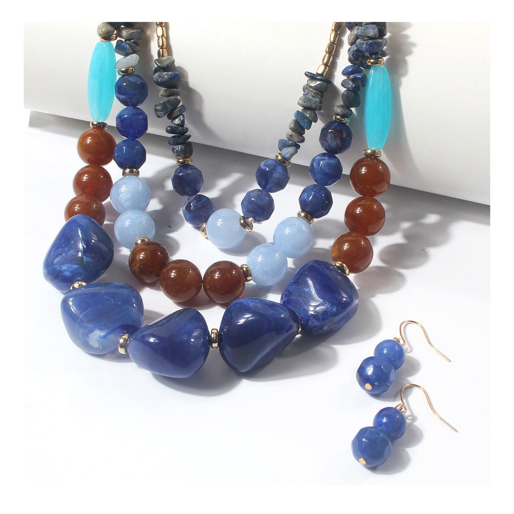 Multi-Layer Beaded Resin Necklace — necklace, view 6