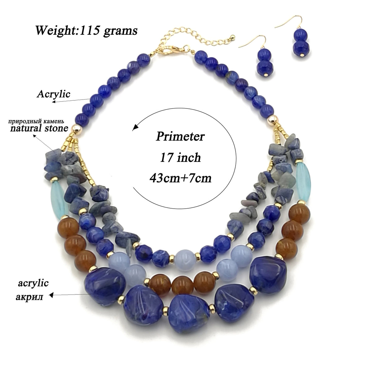 Multi-Layer Beaded Resin Necklace — necklace, view 7