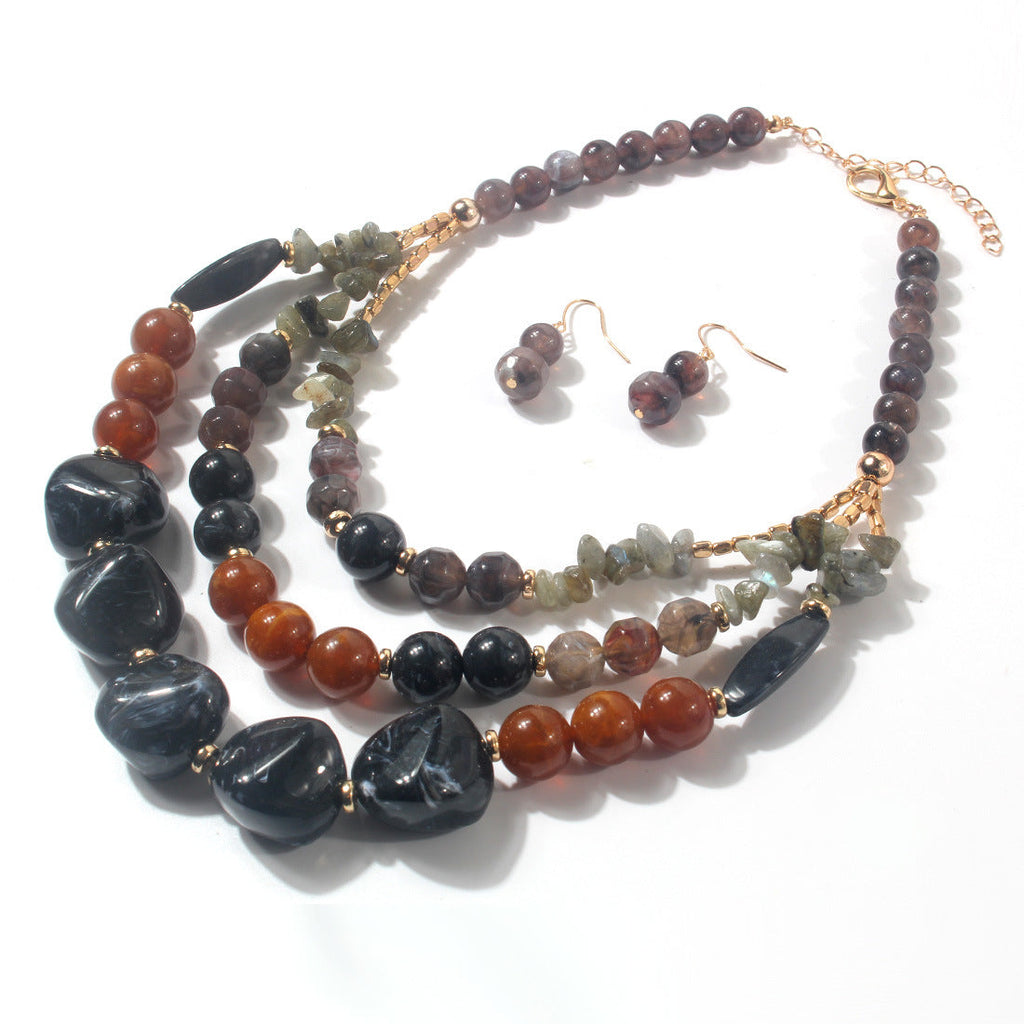 Multi-Layer Beaded Resin Necklace — necklace, view 8