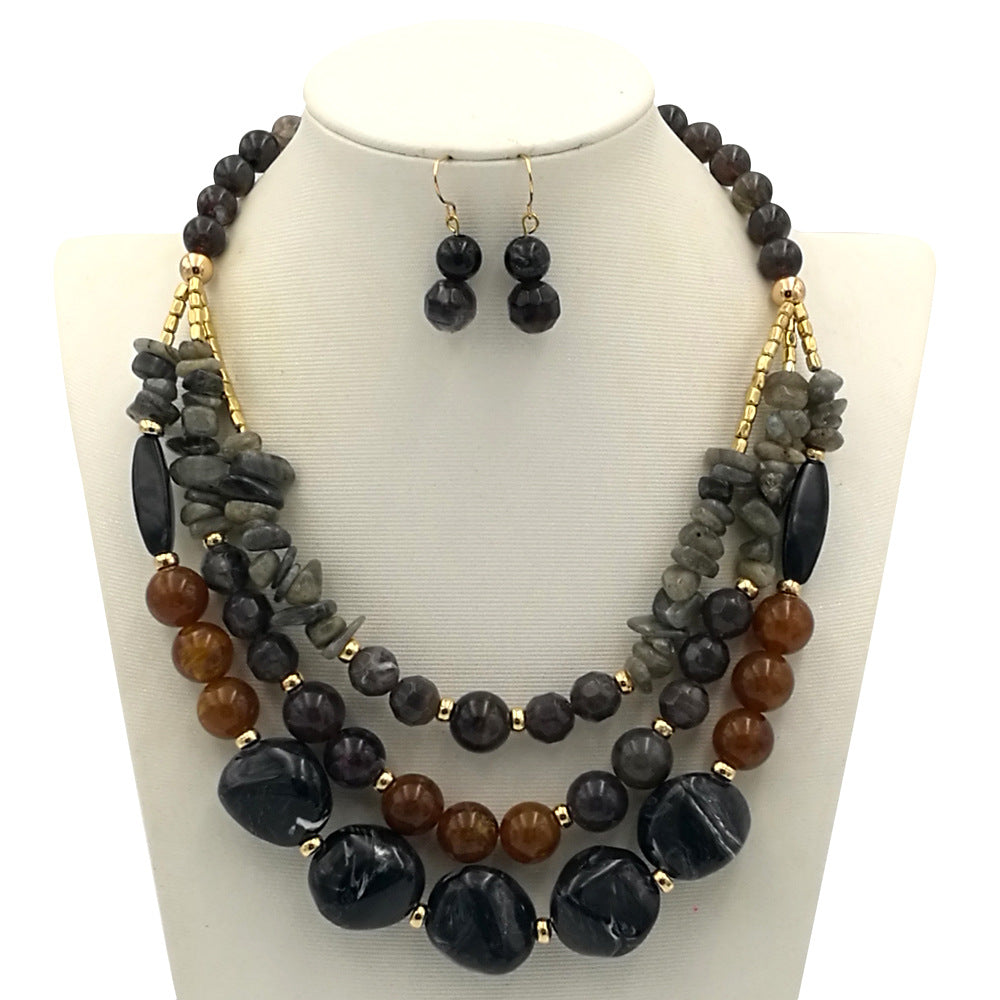Multi-Layer Beaded Resin Necklace — necklace, view 9