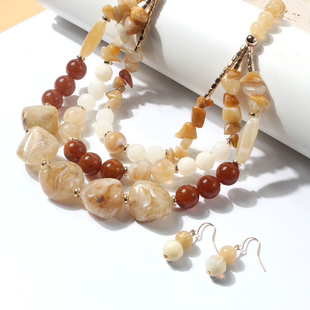 Multi-Layer Beaded Resin Necklace — necklace, view 12