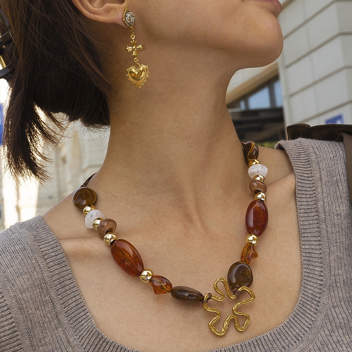 Spliced Bead Choker Necklace — necklace, view 3