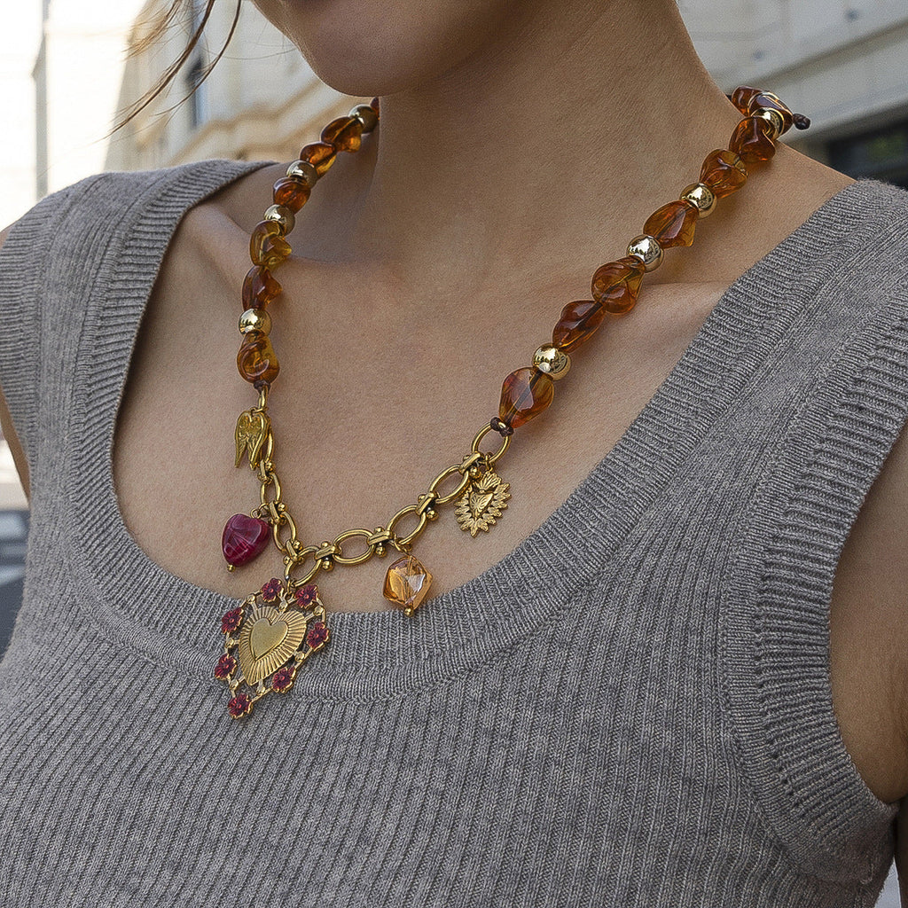 Two-Strand Hearts Pendant Necklace — necklace, view 3