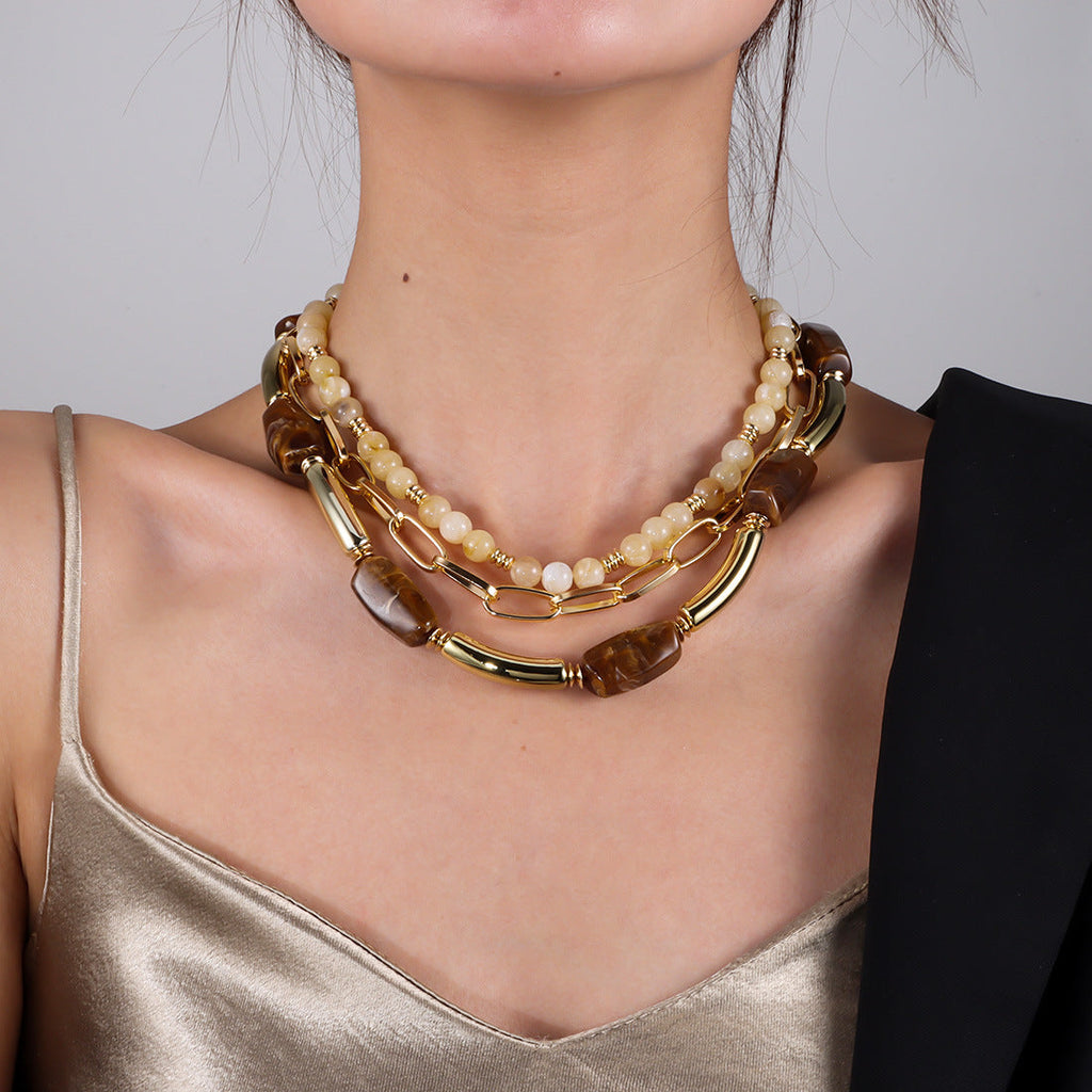 Multi-Layer Beaded Statement Necklace — necklace, view 4