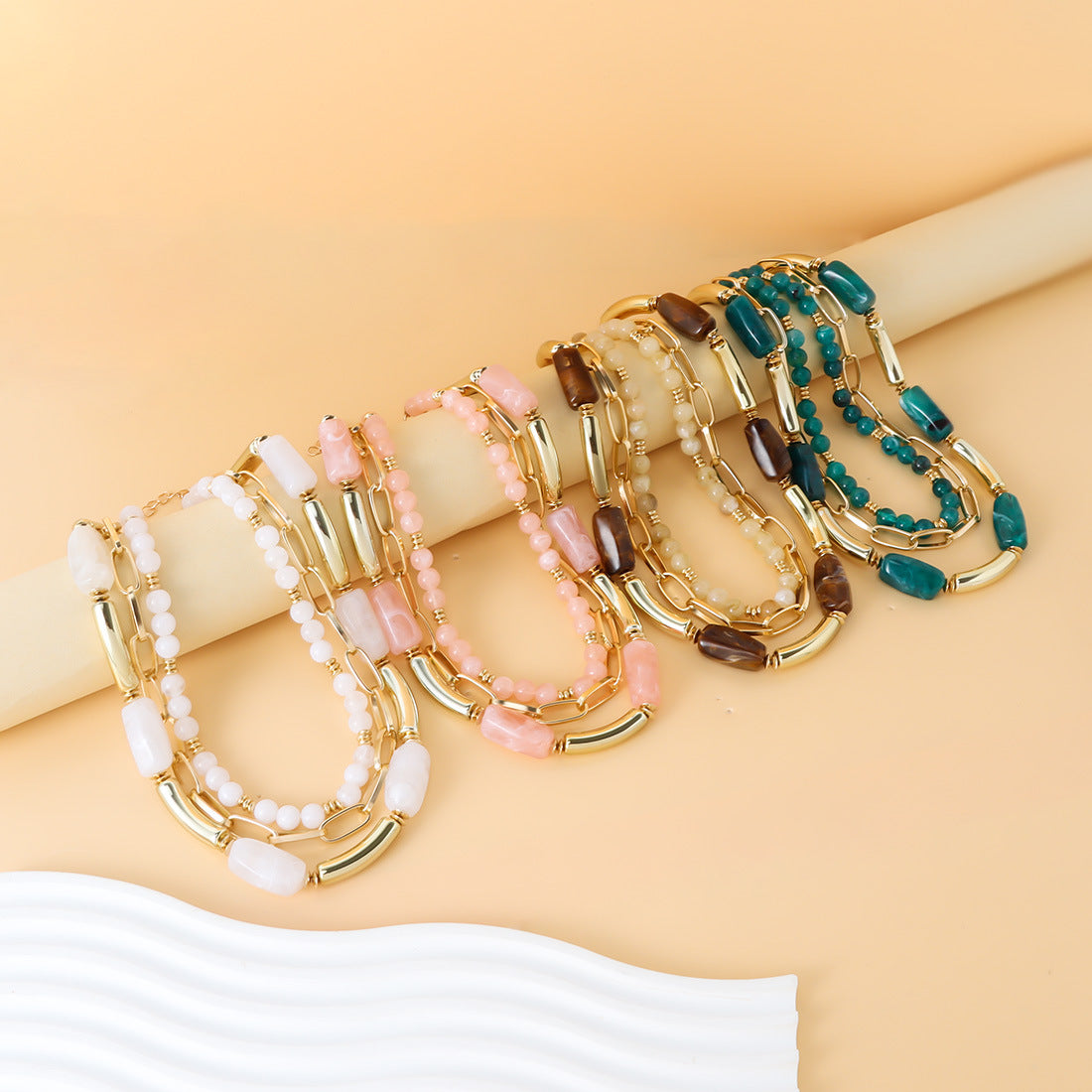 Multi-Layer Beaded Statement Necklace — necklace, view 6