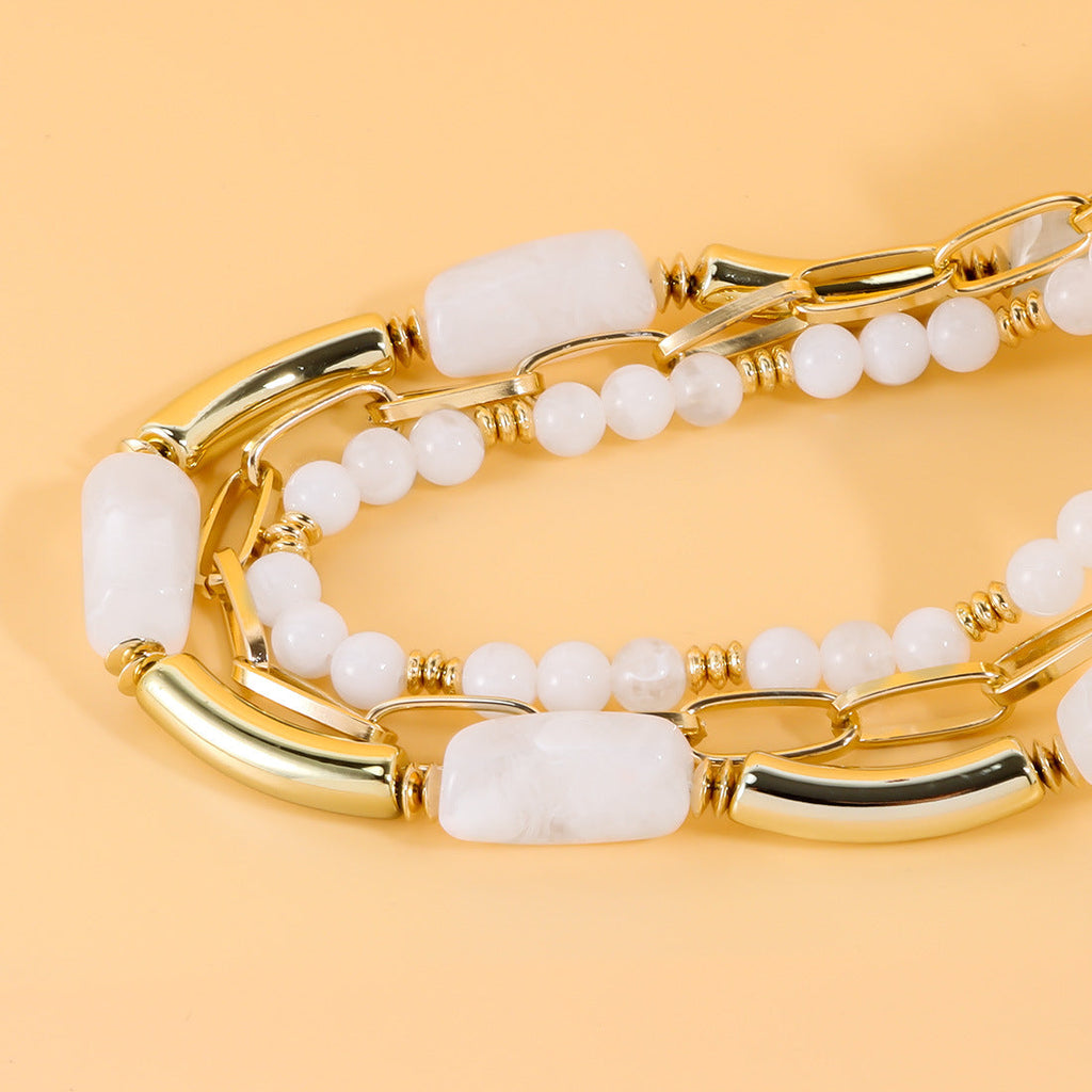 Multi-Layer Beaded Statement Necklace — necklace, view 7