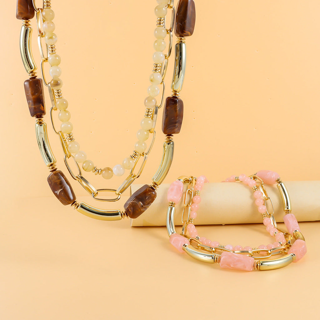 Multi-Layer Beaded Statement Necklace — necklace, view 8