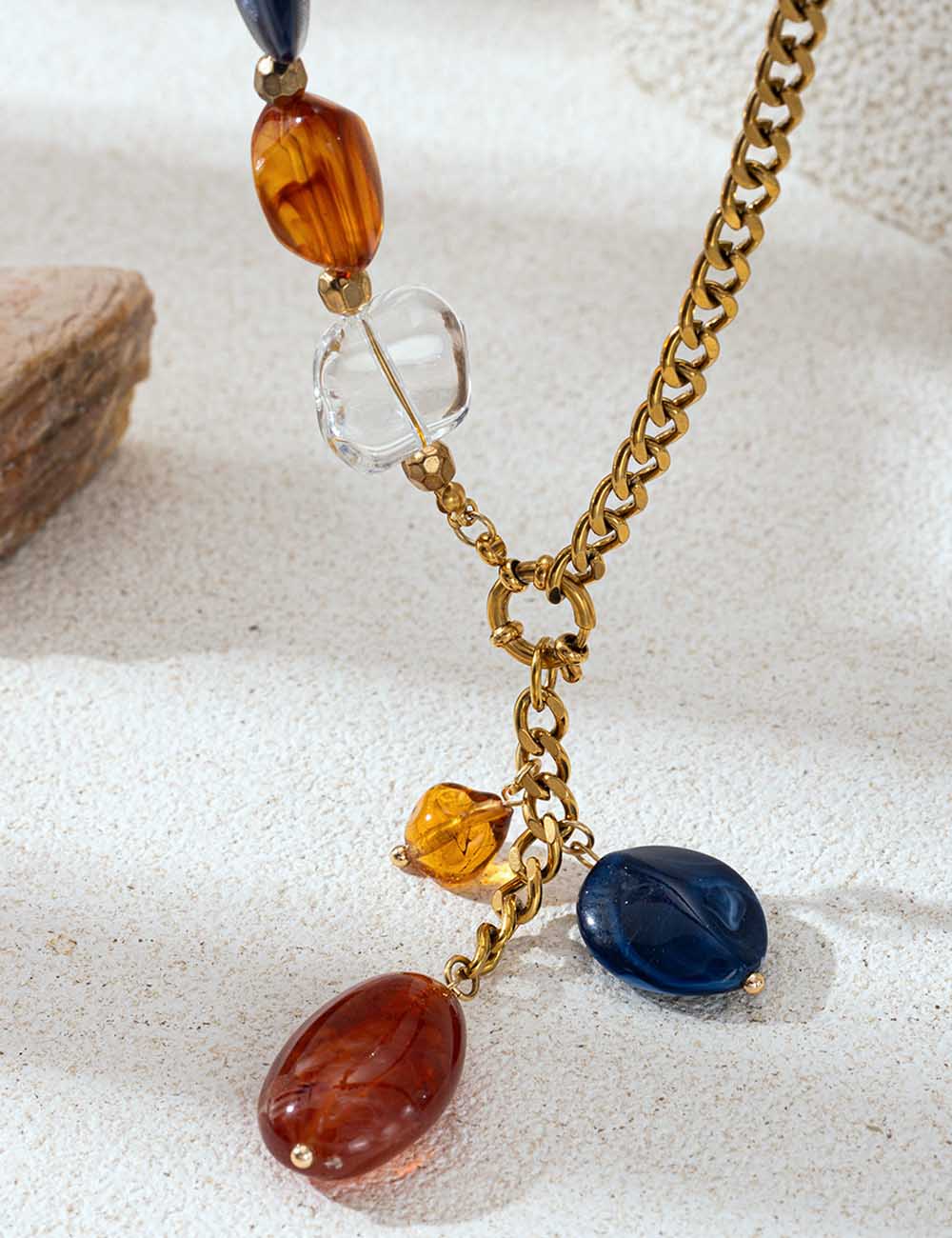 Asymmetric Link Chain Necklace — gold-xl necklace, view 2