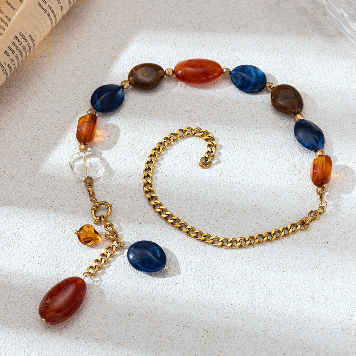 Asymmetric Link Chain Necklace — gold-xl necklace, view 4