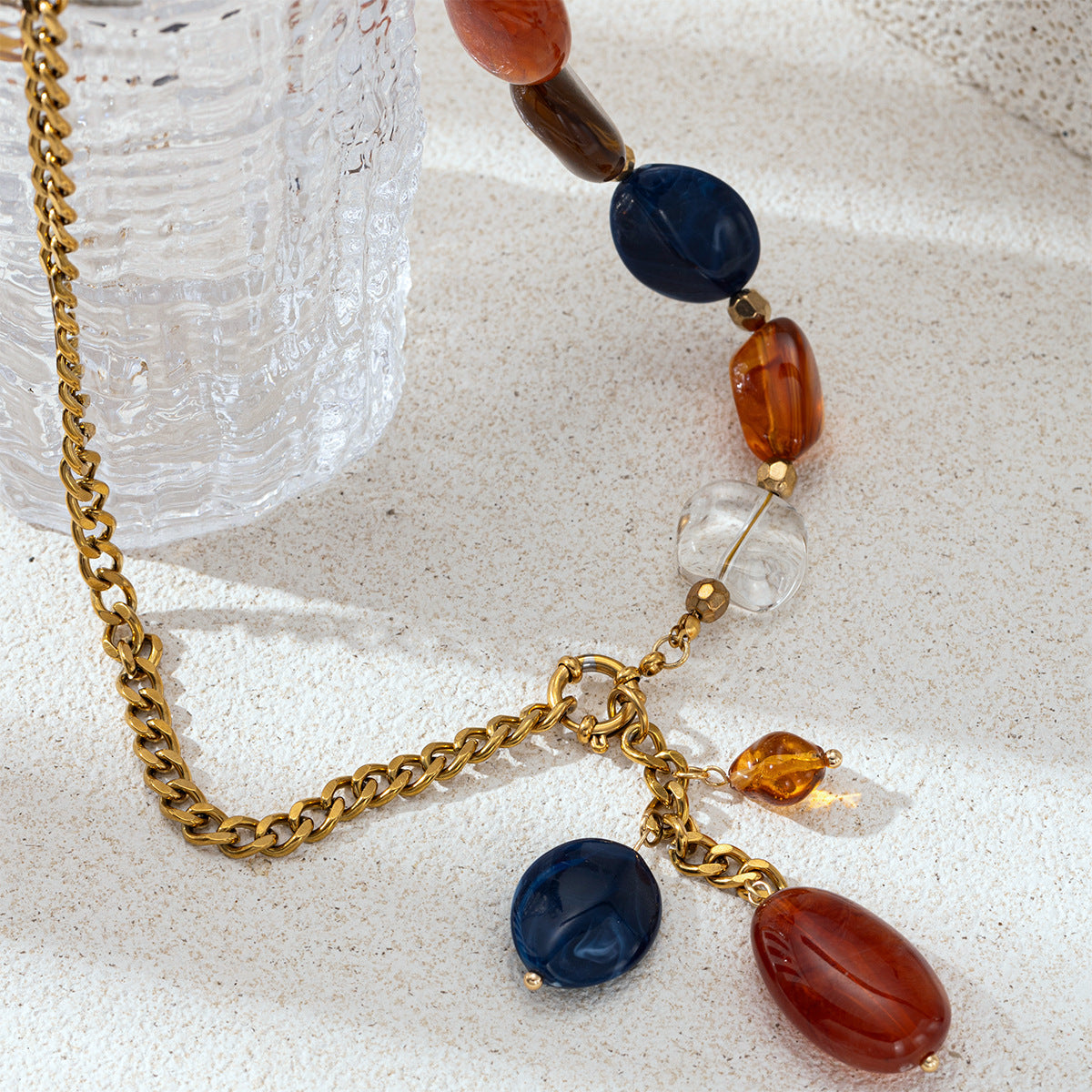 Asymmetric Link Chain Necklace — gold-xl necklace, view 5